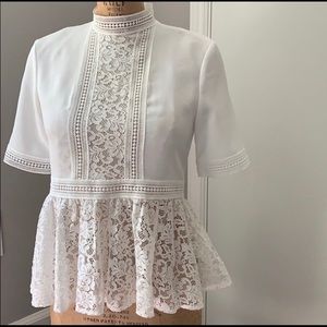 Zara elegant white lace peplum top